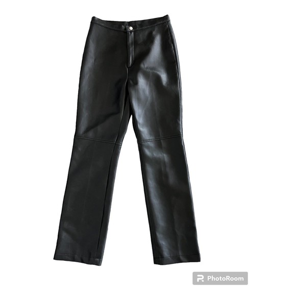 One Step Up Faux Leather Pants Leggings Straight Leg Black Small - Picture 2 of 7